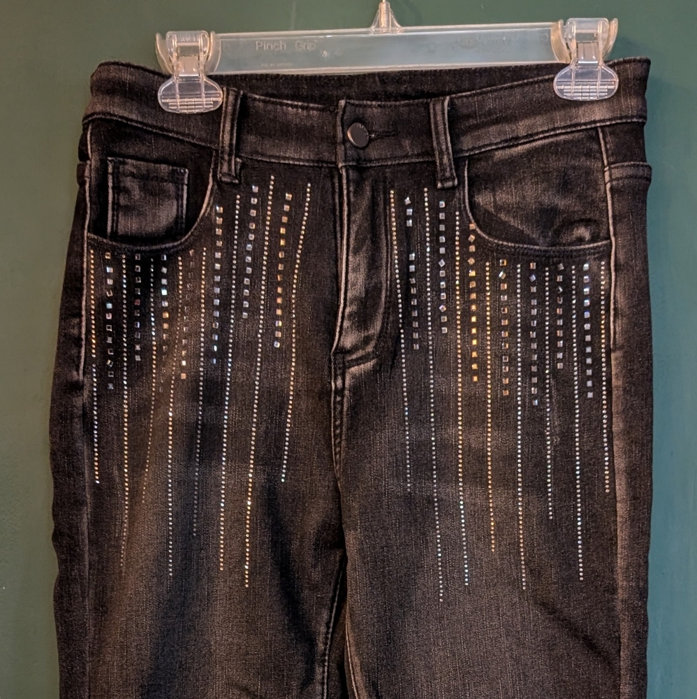 High rise crystal fleece lined jeans size medium